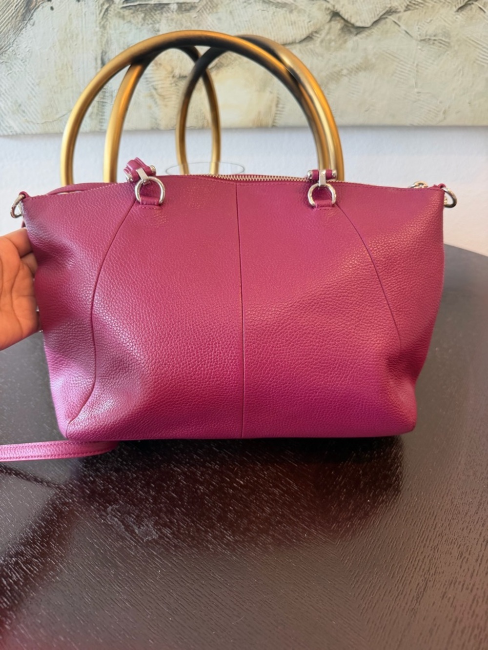 Coach Pink Pebbled Leather Prairie Satchel with Crossbody Strap - Picture 4 of 7